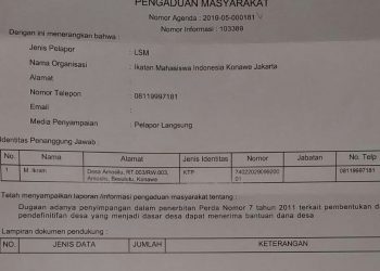 Bupati dan Wakil Bupati Konawe Dilaporkan ke KPK RI