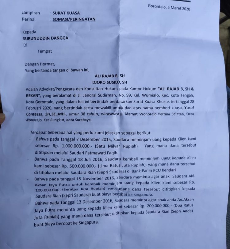 Polemik Hutang Piutang Surunuddin Dangga, Begini Alurnya