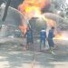 Truk Tangki Pertamina dan Mobil Pick Up Terbakar