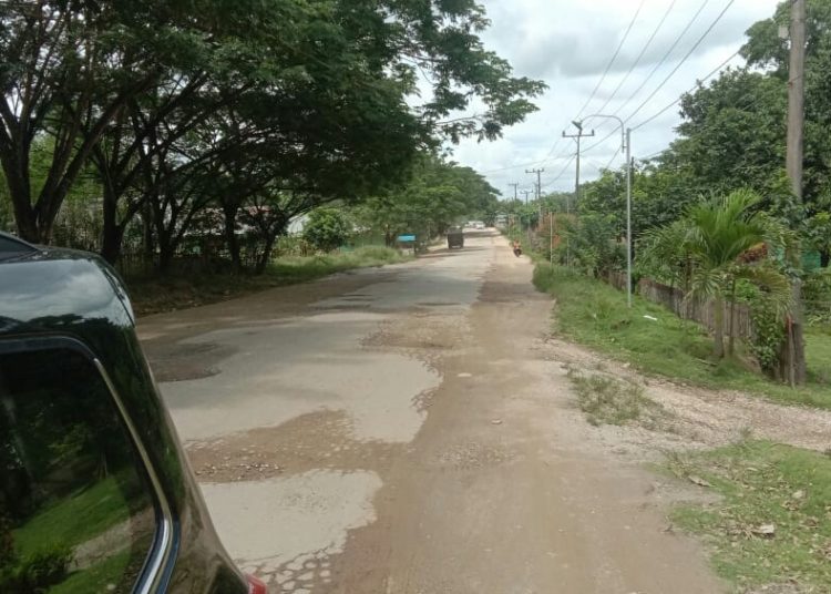 Kondisi jalan di Desa Watumerembe, Kabupaten Konsel yang  rusak parah. Foto : Ikas/TNC.