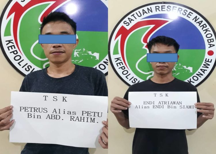 Dua tersangka Petrus dan Endi yang berhasil ditangkap polisi.