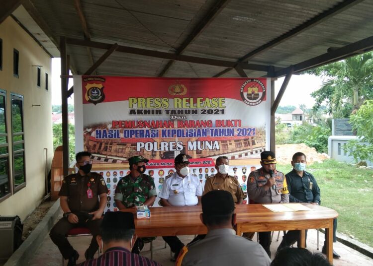 Polres Muna menggelar pres release akhir tahun 2021