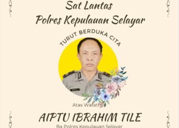 Innalilahi Wa Inna Ilaihi Raji’un AIPTU Ibrahim Tile Tutup Usia, Polres Selayar Berkabung
