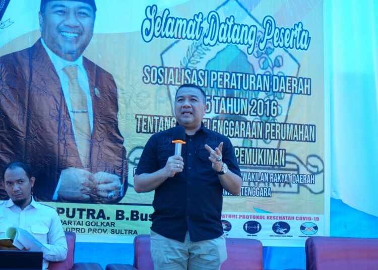 Wakil Ketua Komisi III DPRD Provinsi Sultra, Aksan Jaya Putra (AJP) menggelar sosialisasi Peraturan Daerah (Sosper) di Kelurahan Sodohoa, Kota Kendari.