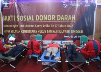 Sambut Hari Dharma Karya Dhika, Kemenkumham Sultra Sumbang 90 Kantong Darah