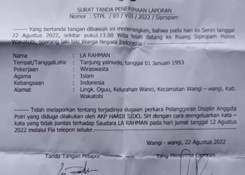 Diduga Langgar Disiplin Anggota Polri, Kasat Reskrim Polres Wakatobi Dilapor Ke Propam
