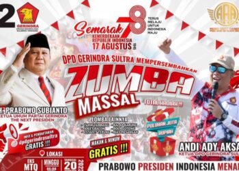 Besok, Zumba Massal Gerindra  Akan Digelar di Alun-alun Eks MTQ Kendari