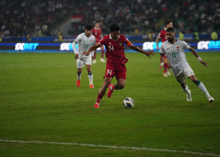 Timnas Indonesia saat berlaga melawan Irak Basra Sport City Stadium. -foto:dok.pssi-