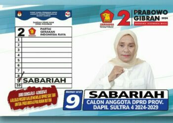 Profil Sabariah, Caleg DPRD Provinsi Sultra Dari Partai Gerindra