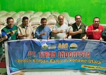 PT Tiran Indonesia Bantu 10 Ton Beras di Konawe Utara